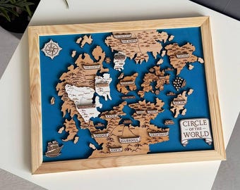 Erste Landeskarte | Joe Abercrombie's Circle of the World, 3D Holzwandkunst