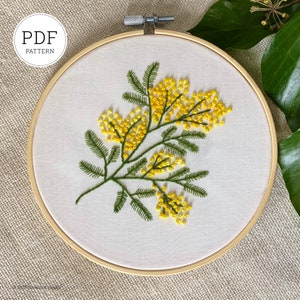 Embroidery Pattern PDF, Mimosa Twig, Instant Download Embroidery Pattern