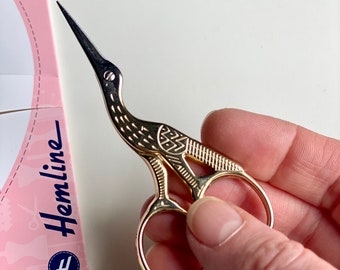 Gold Stork Embroidery Scissors Hemline