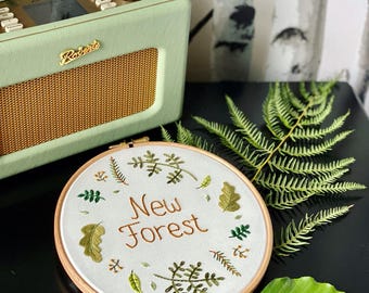 New Forest Botanical Hand Embroidered 8 inch Hoop Art