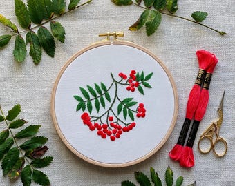 Rowan Twig 6" Hand Embroidery Finished Hoop Art