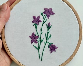 Wildflowers Collection - Purple Starflowers 5.5" Hand Embroidered Hoop Art