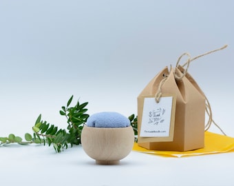 Japanese style wood bowl pincushion - variety of colours and fabric types