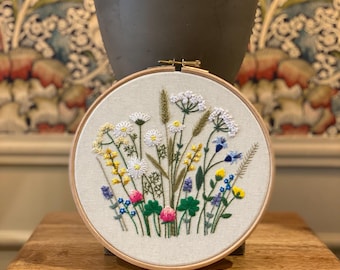 Wildflower Meadow Hand Embroidered 8-Inch  Hoop Art