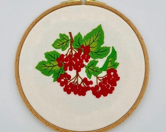 Viburnum Hand Embroidered 6.5 inch Hoop Art