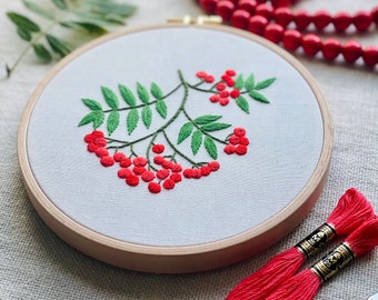 Rowan Twig 6" Hand Embroidery Finished Hoop Art