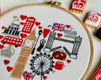 Love London Hand Embroidered Hoop Art