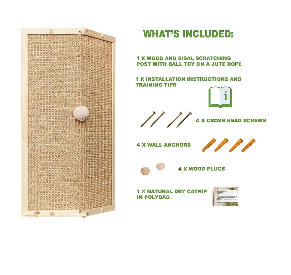 4 IN 1 Wall Mounted Corner Cat Scratching Post Natural Sisal Etsy