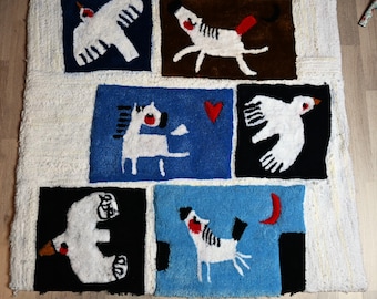HALFBIRDMONA alfombra de animales torcida 100 x 90 cm