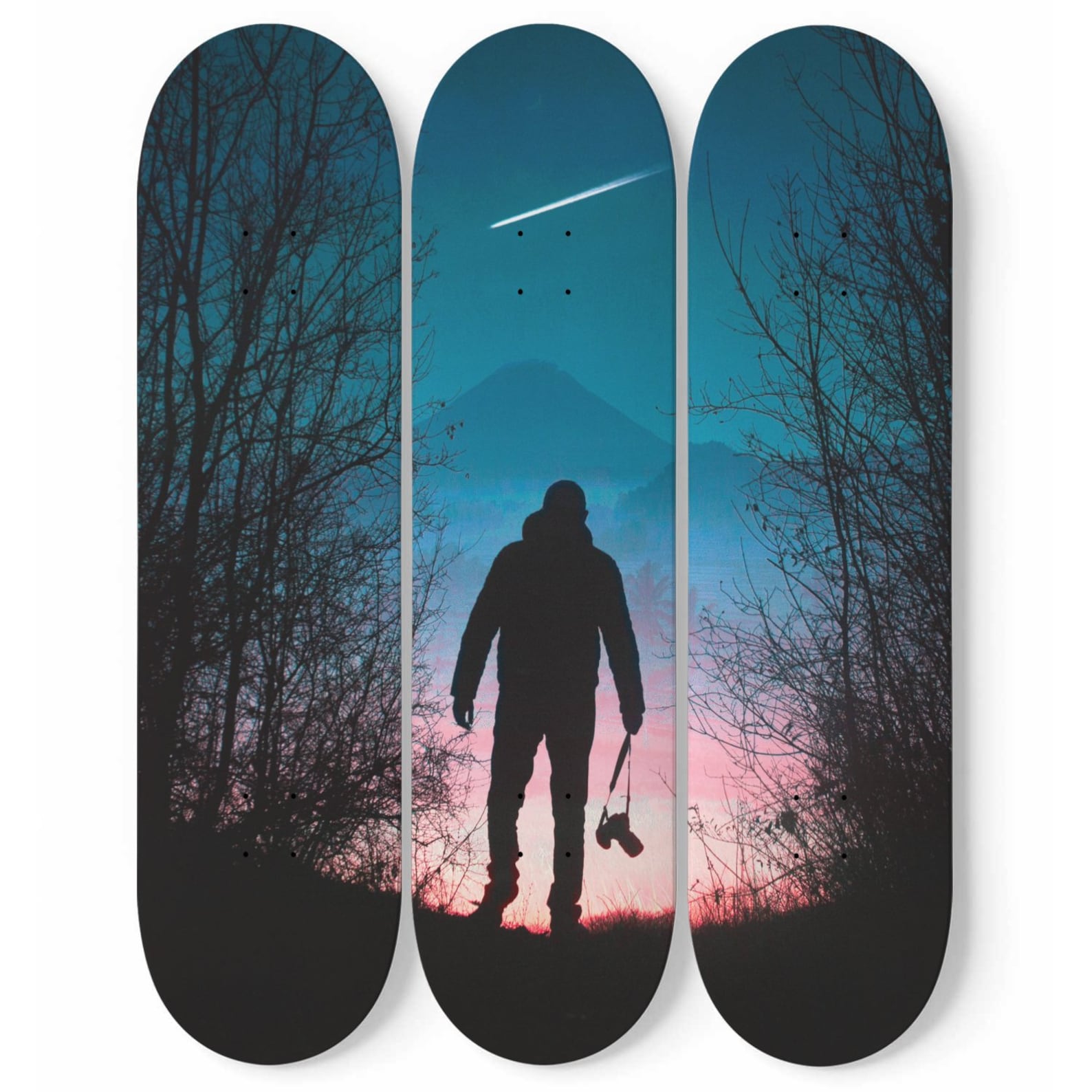 Skateboard Art Deck Set of 3 Custom Longboard Wall Hanging Etsy