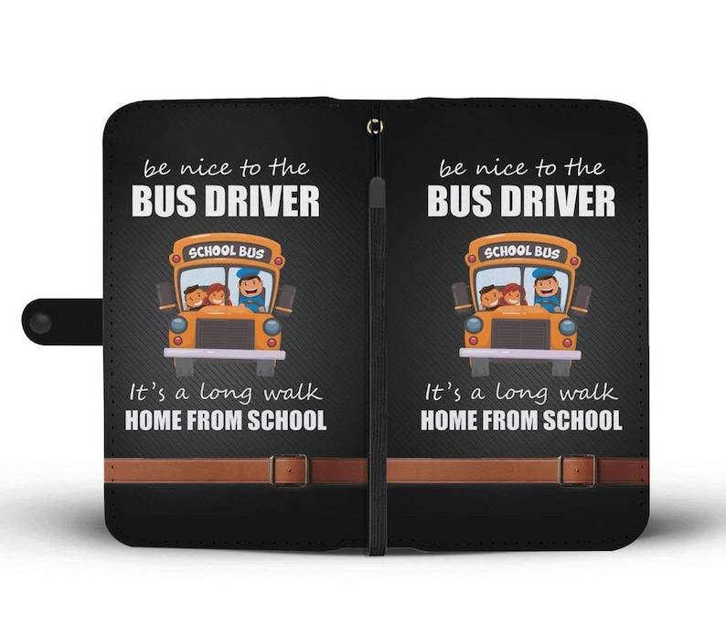 Bus Driver Wallet Phone Case Custom Personalized Protective Cell Phone Book Cover for iPhone Samsung LG Google Huawei OnePlus