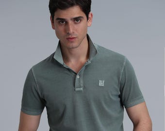 Vernon Smart Men's Polo T-Shirt, Minimalist Unique Pique Cotton Polo Shirt, Sport Golf Shirt Gift for Him, Vintage Casual Summer Plain Polo