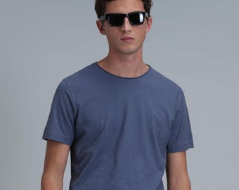 Junya Men's Basic T-Shirt, Simple Aesthetic Tshirt, Simple Summer Tshirt, Short Sleeve Slim Fit Cotton T Shirt, Black and White Oversize Tee