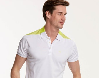 POLO MEN SHIRT, Minimalist Short Sleeve White Shirt, Flexible Polyester Stylish Shirt, Casual Sport Wear Collar T-Shirt, Light Weight Shirt