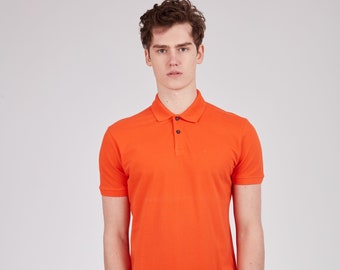 T-SHIRT À COL POLO, chemise rouge brodée avec manches côtelées, t-shirt uni minimaliste en coton doux, cadeau t-shirt de sport de marque pour meilleure amie