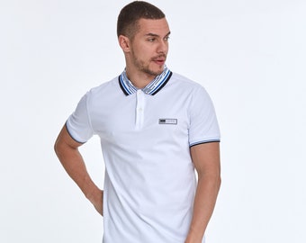 Elevate Your Wardrobe with a Minimalist Polo Shirt for Men, Trendy Logo Printed Collared Plain Polo Tee Shirt, Stylish Men's Casual Polo