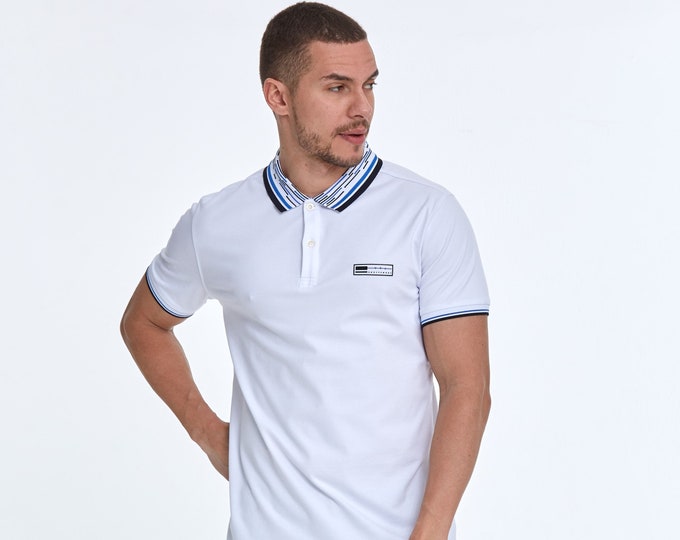 Featured listing image: Raul Polo Men's T-Shirt, Elevate Your Wardrobe with a Minimalist Polo Shirt for Men, Trendy Logo Printed Collared Plain Polo Tee Shirt
