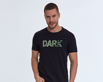 Hudson Embroidered Men's T-Shirt, Unique Gifts Embroidery Fonts Tee Shirt, Cotton Tee with Dark Text, Aesthetic Boho Style Camping T Shirt