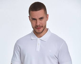 Walker Polo Men's T-Shirt, Embroidered Cotton Polo Shirt Gift for Him, Comfort Colors Polo T-Shirt for Men, Minimalist Plain Golf Tee