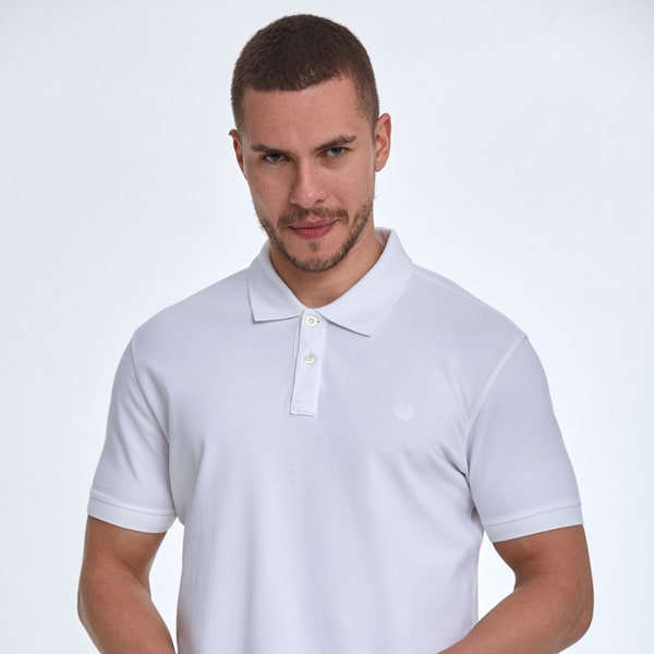 Polo de algodón bordado regalo para él, camiseta polo Comfort Colors para hombre, camiseta de golf lisa minimalista, polos en tela piqué de calidad