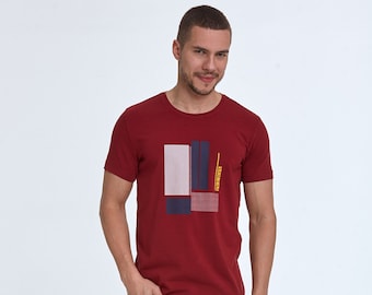 Axel Printed Men's T-Shirt, Geometric Shapes Tee for a Modern Look, Unique and Stylish Geometric Shapes Tee for Men, Artistic Design Tee