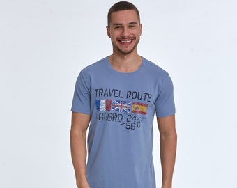 Lotus Printed Men's T-Shirt, Stand Out in Style Vibrant Graphic Flag Tee, Trendy Graphic Flag T-Shirt for All Ages, Patriotic Graphic Flag