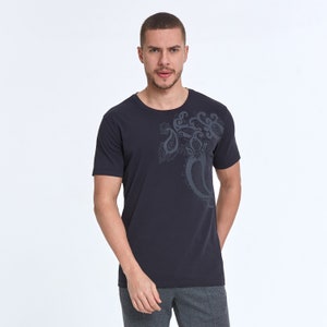 Rafael Printed Men&#39;s T-Shirt, Vintage Inspired Floral Paisley Tee - Intricate Pattern, Soft Cotton Fabric, Perfect Summer Essential