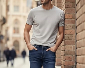 Vaqueros Oscar Slim Fit azul marino, denim elástico para hombre, estilo casual para el día a día y cómodos