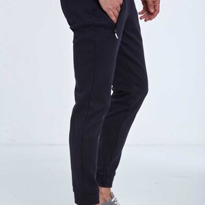 Black Sweatpant, Navy Blue Sporty Pant, Comfortable Daily Wear, Elastic Waist Sweatpants, Zippered Pocket Sports Tracksuit,Casual Sportswear image 6