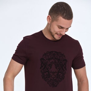 Modern Lion Flock Print Cotton Slim Fit T-Shirt for Men Unique and Stylish Design image 8