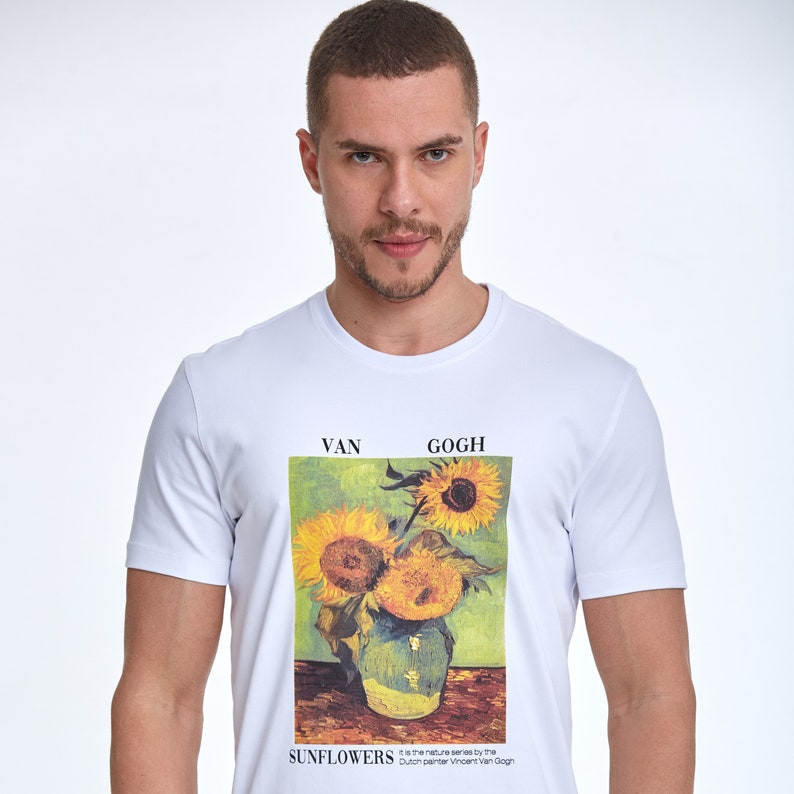 Van Gogh Sunflowers Tee Gift for Him, Floral Summer Graphic Tee for Men