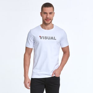 Visual Text Trending Funny Summer Graphic T Shirt for Men White