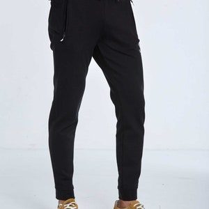 Black Sweatpant, Navy Blue Sporty Pant, Comfortable Daily Wear, Elastic Waist Sweatpants, Zippered Pocket Sports Tracksuit,Casual Sportswear image 10