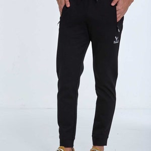 Black Sweatpant, Navy Blue Sporty Pant, Comfortable Daily Wear, Elastic Waist Sweatpants, Zippered Pocket Sports Tracksuit,Casual Sportswear image 8