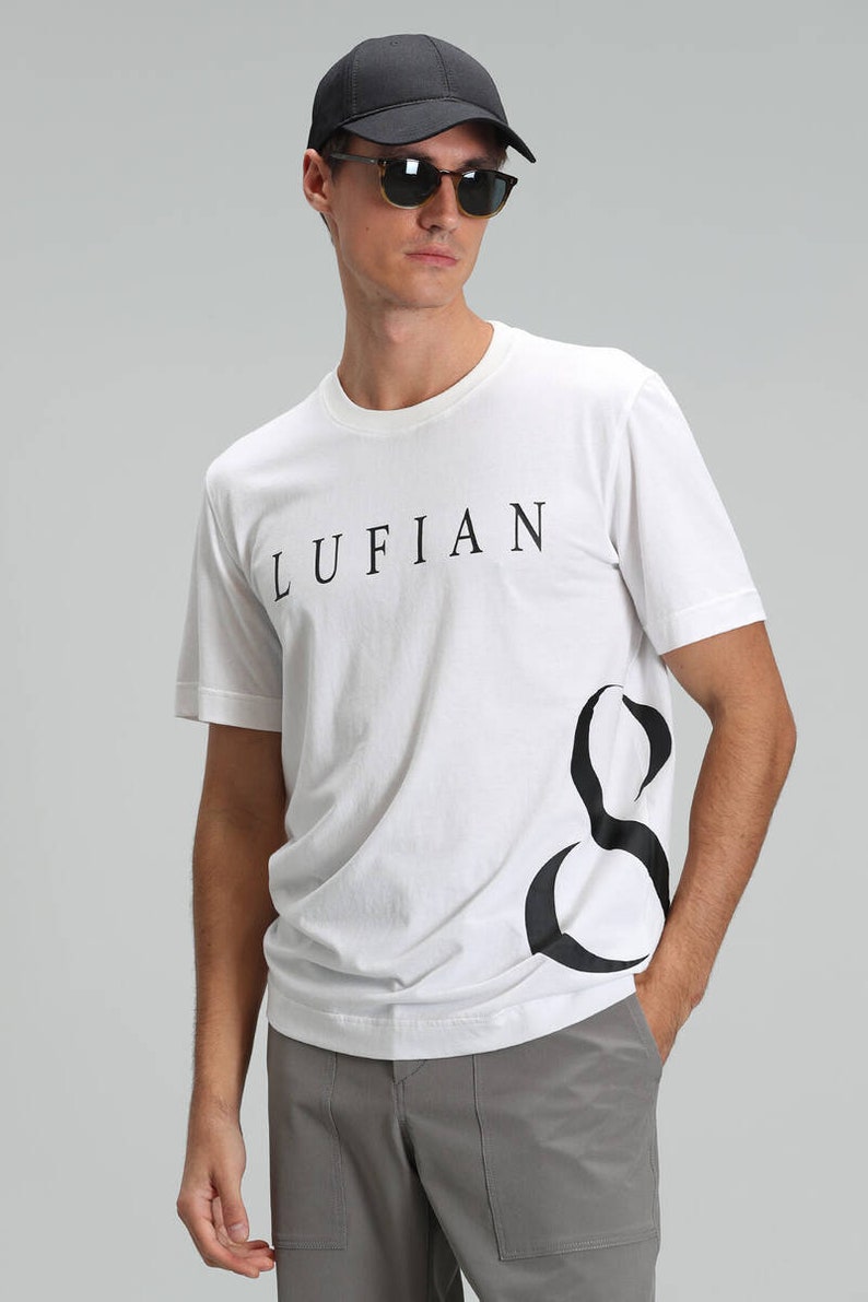 Finn Modern Graphic T-Shirt, 100% Cotton Knitted Men's T-Shirt Summer Men's T-Shirt, Cotton Men's T-Shirt, Single Jersey Fabric T-Shirt White