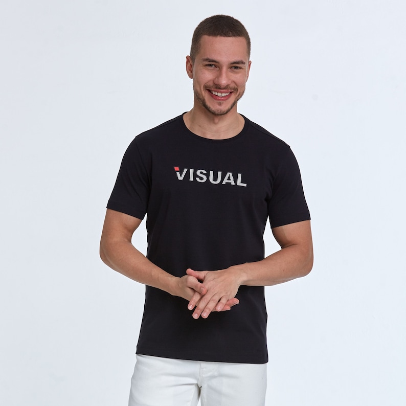 Visual Text Trending Funny Summer Graphic T Shirt for Men Black