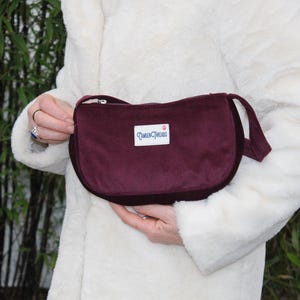 Baguette Tasche weinrot Baumwollkordel,Handtasche mit Reißverschluss,Mini Schultertasche mit Reißverschluss,Manuela