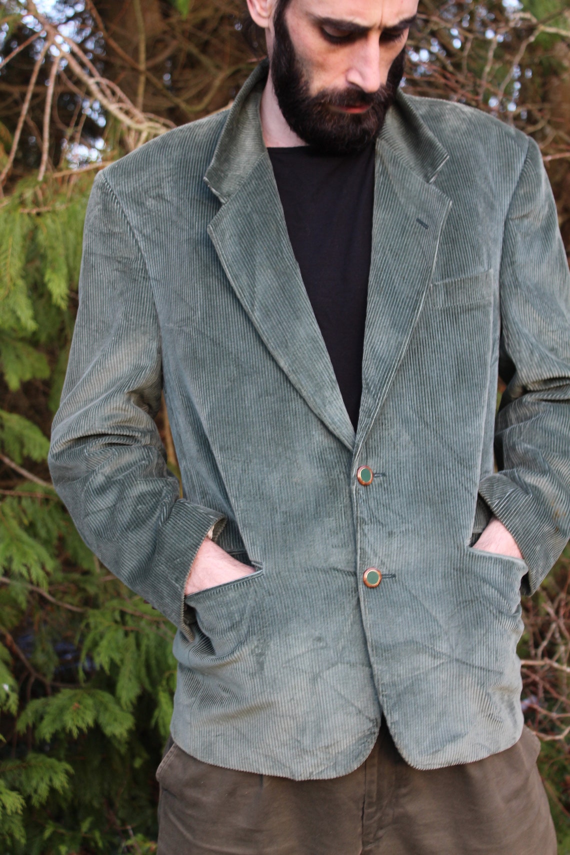 Sage Green Cord Sports Jacket Blazer Taille Medium Mens Unisex Etsy