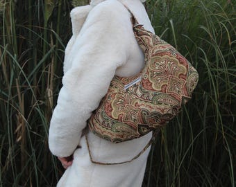 Paisley Tapestry Hobo Bag: Cotton Slouchy Crossbody