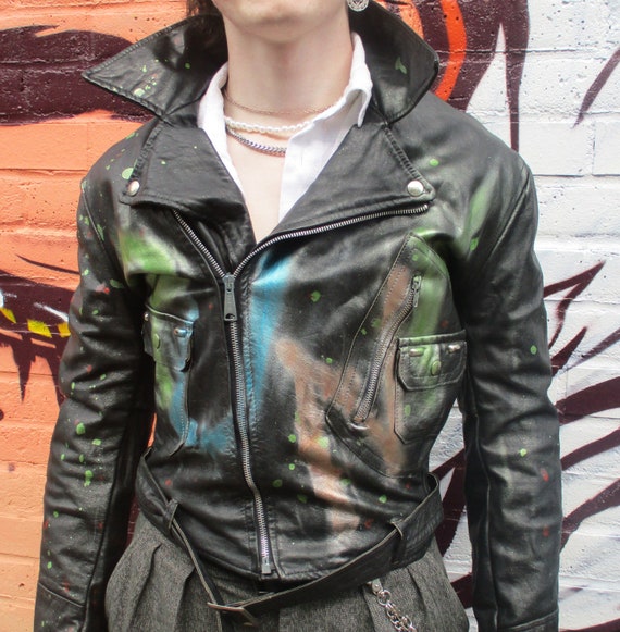 painted punk leather jacket