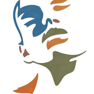 Abstract Minimalist Face Art – Modern Line & Shape Digital Print in Earth Tones