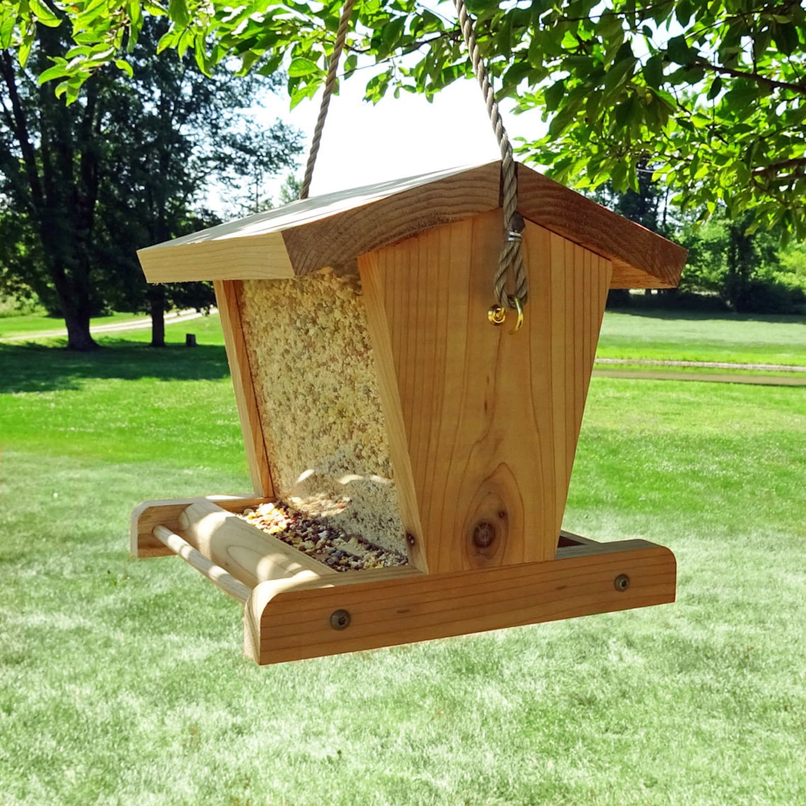 BirdSmak Cedar Deluxe Hopper Hanging Bird Feeder Etsy