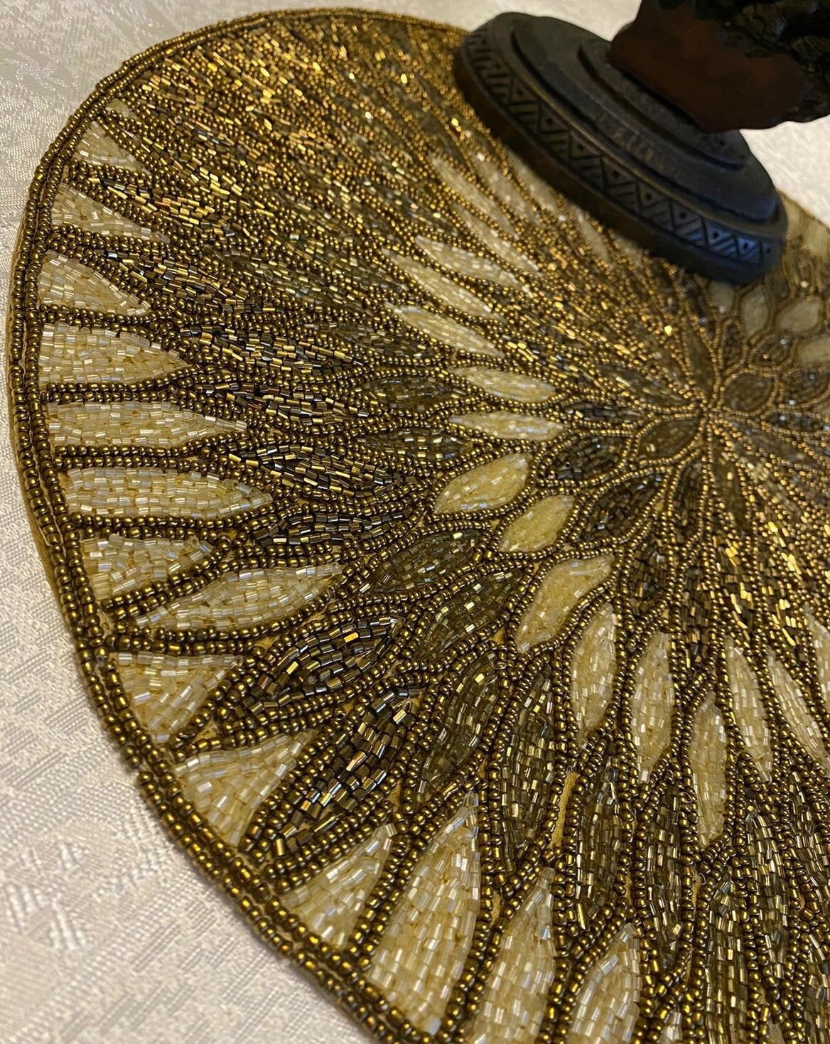 Handmade Tone of Gold Glass Beaded Placemat Etsy UK
