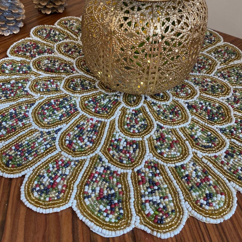 Multicoloured Glass Beaded Placemat Etsy