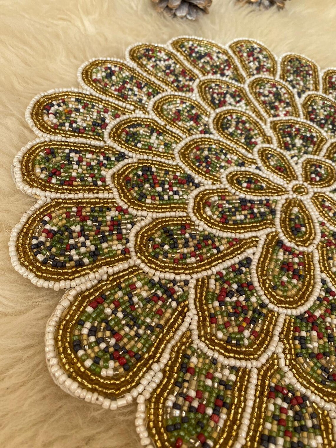 Multicoloured Glass Beaded Placemat Etsy