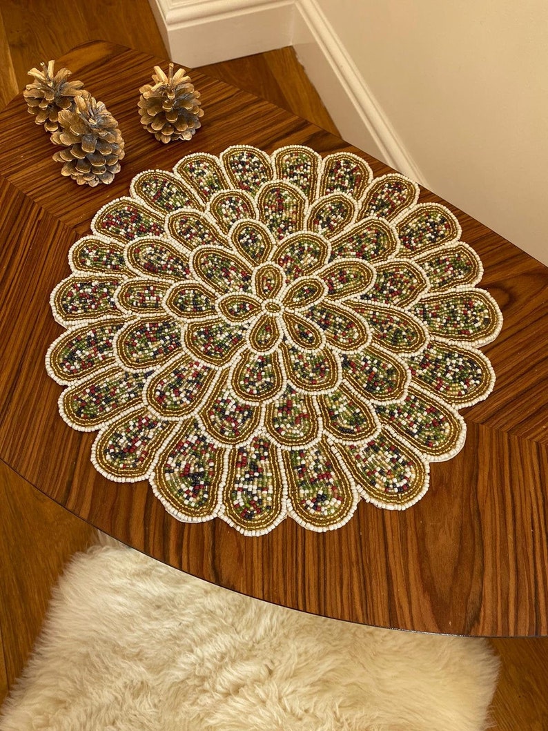 Multicoloured Glass Beaded Placemat Etsy