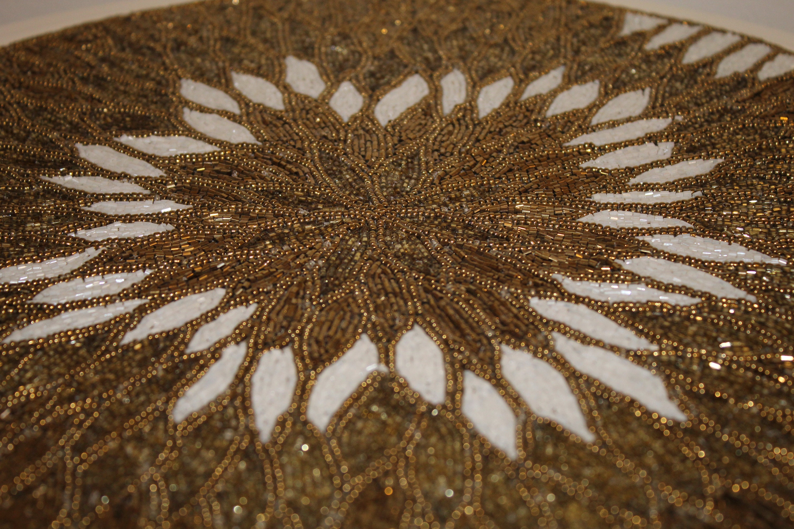38 Cm Glass Handmade Beaded Placemats Gold Perfect for Etsy UK