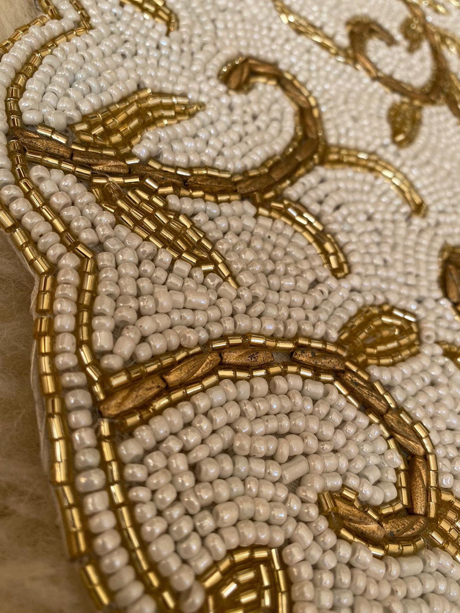 Gold and White Glass Beaded Placemats Etsy Australia