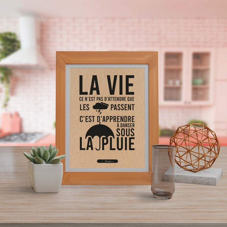 Carte avec citation française "La vie ce n'est pas d'attendre que les orages passent, c'est d'apprendre à danser sous la pluie" image 3