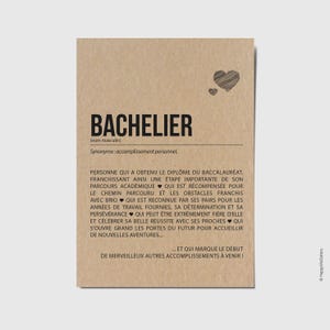 Carte Définition Bachelier - Félicitations réussite baccalauréat - Carte Personnalisable - Félicitations examen - Idée cadeau obtention Bac